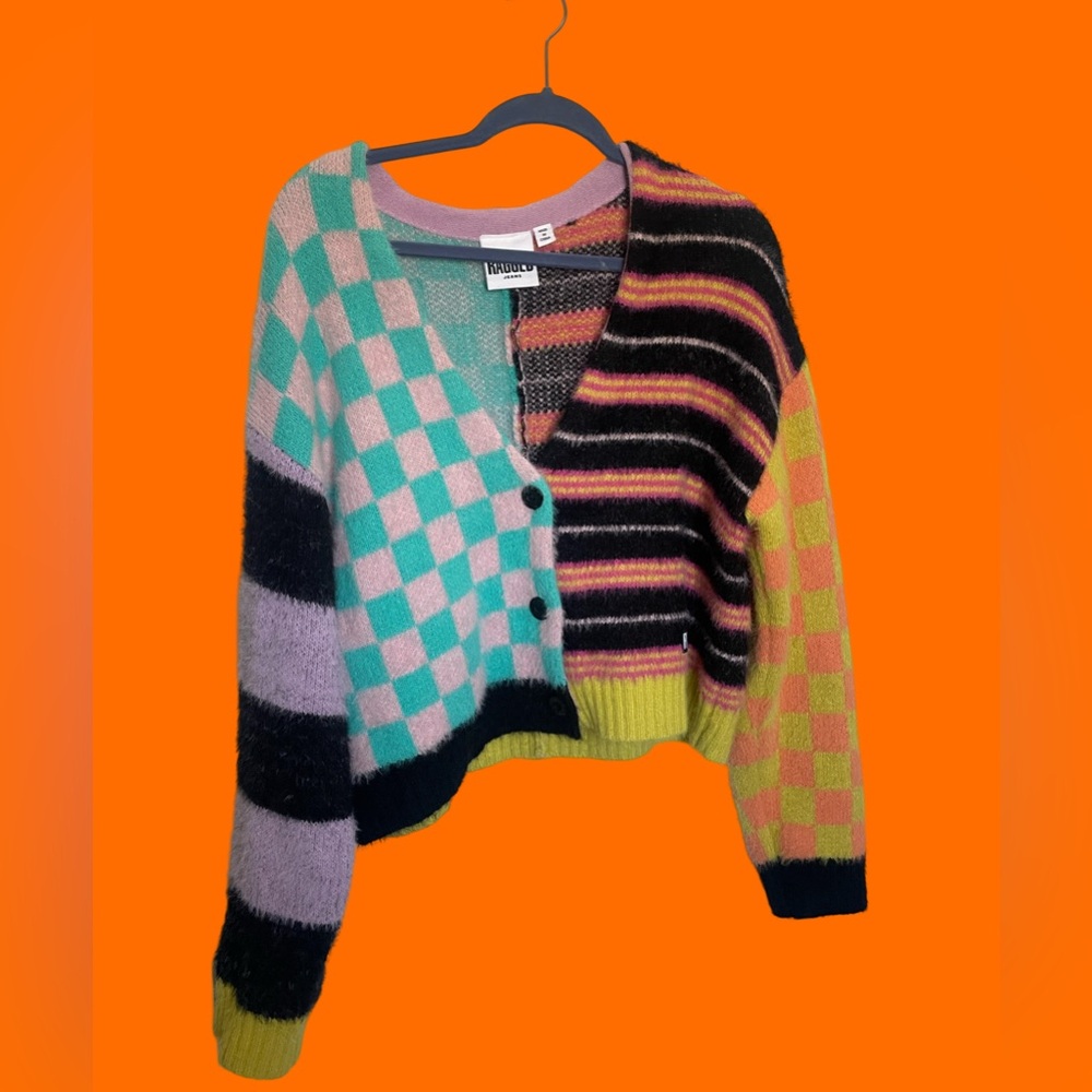 Ragged Priest Striped & Checkered Cardigan